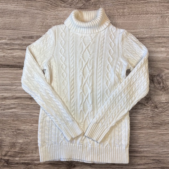 Croft&Barrow Cable Knit Turtleneck Sweater - White Medium - Picture 5 of 6
